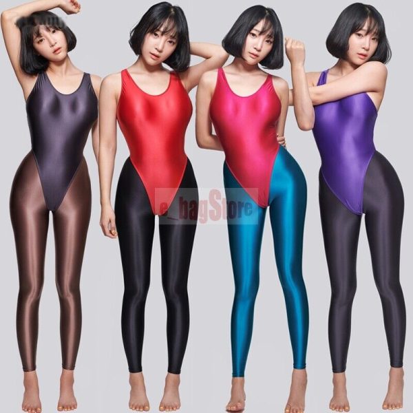 LEOHEX 2019 Summer Fashion Women's T Back Sexy Spandex Swimsuit Shiny Swimsuit