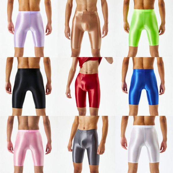 Men Shiny Shorts Sports Training Running Bodybuilding Workout Fitness Gym Pants