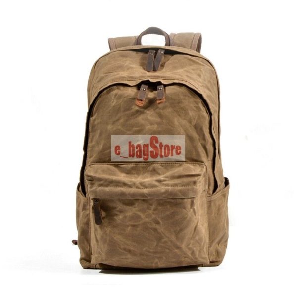Vintage Men's Waterproof Canvas Leather Backpack School Laptop Book Bag Rucksack