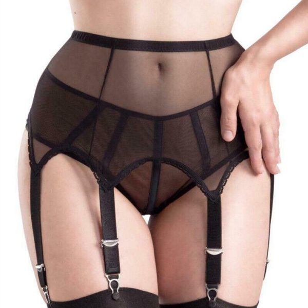 New Womens Sheer Garter Belt Sexy Lingerie Suspender Elastic Belt Stocking S-3XL
