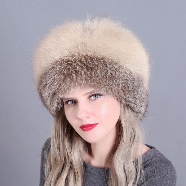 2020 Woman Russian Real Fox Fur cap Winter Ski Ear hat Keep warm Warmth