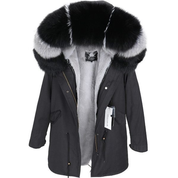 2020 Luxury Large Real Fox Fur Collar Hooded Coat Women Winter Warm Parka Jacket