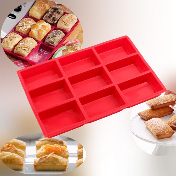9 Cup Silicone Mini Cake Loaf Pan Food Grade Brownie Mold Homemade Soap Mould