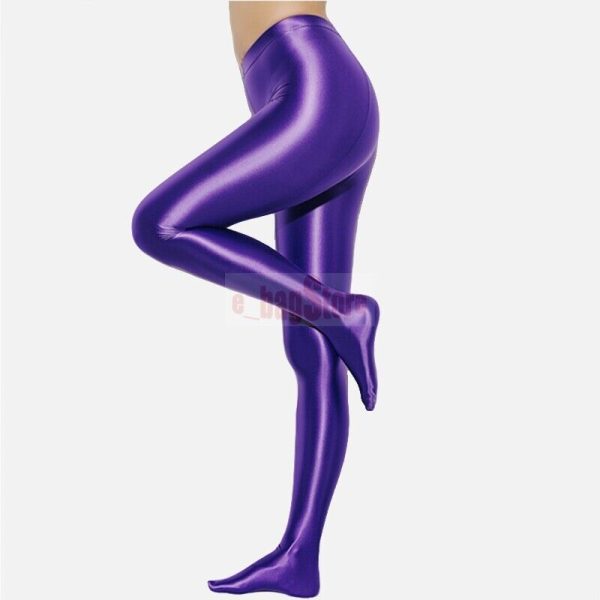 LEOHEX Sexy Women's Nylon Glitter Stockings Satin Glossy Opaque Pantyhose Shiny